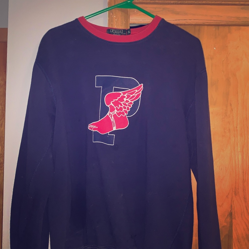 Navy and red polo shirt